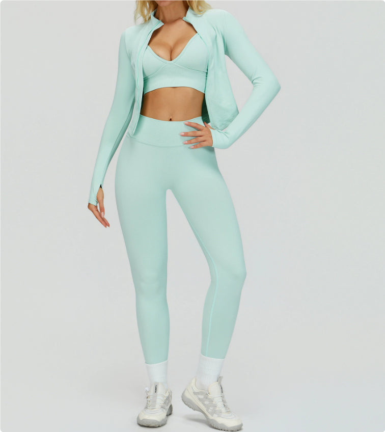 Seamless Tight Yoga Waist Outdoor Sports Suit