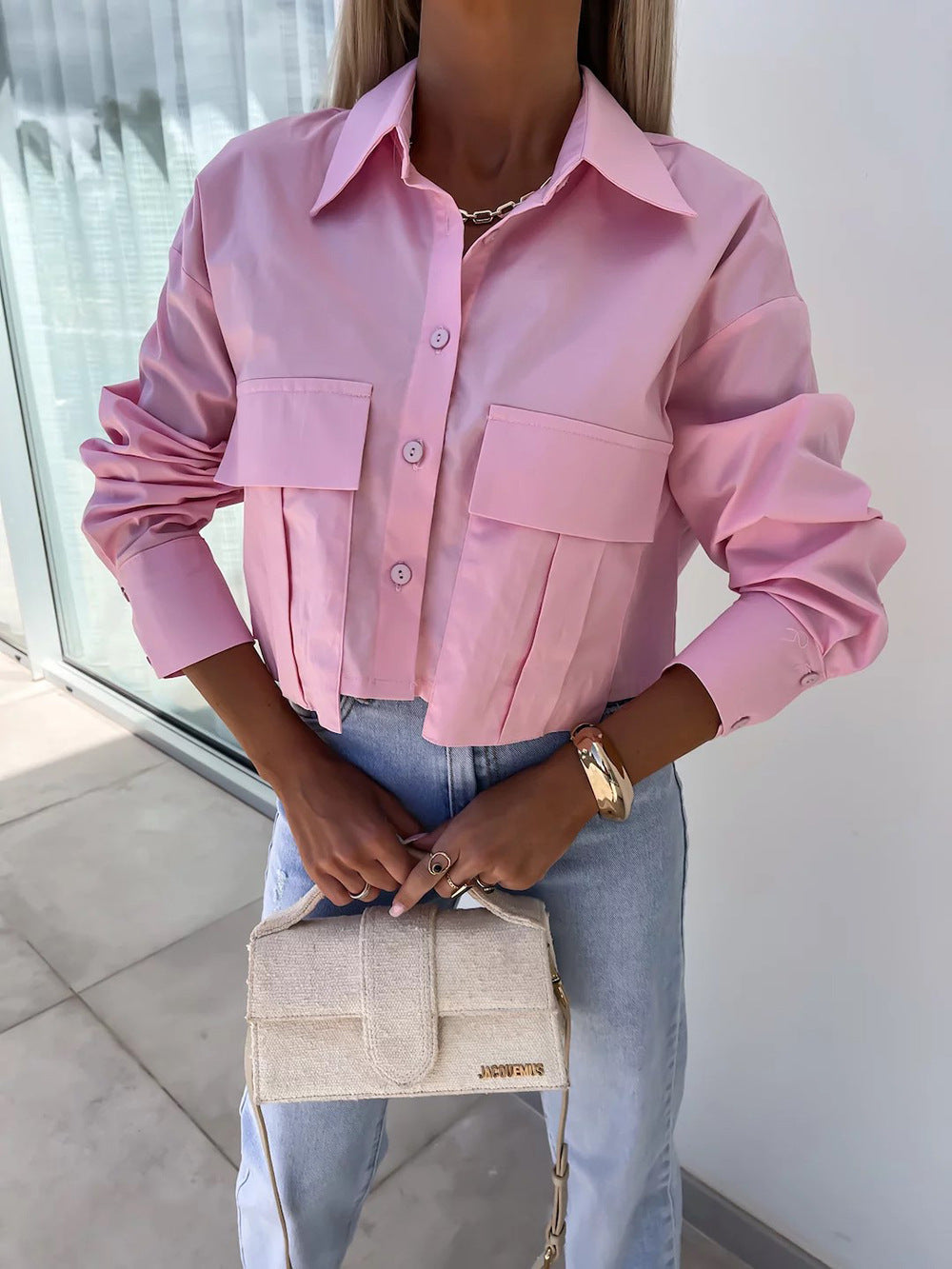 Fashion Loose-long Sleeve Button Shirt