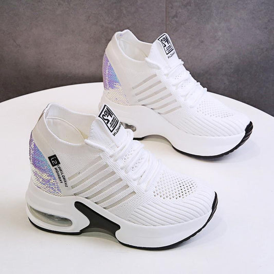 Daddy Shoes Breathable Mesh Shoes Casual All-match Thick-soled Inner Increase Sports White Shoes