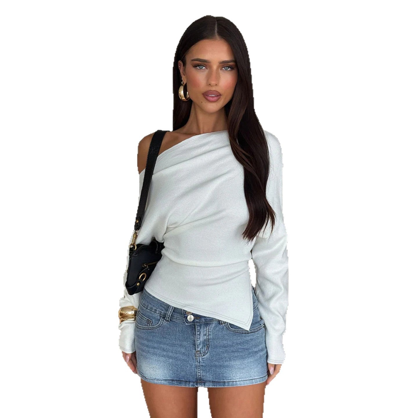 Off-shoulder Pullover German Velvet Bottoming Shirt Elegant Top
