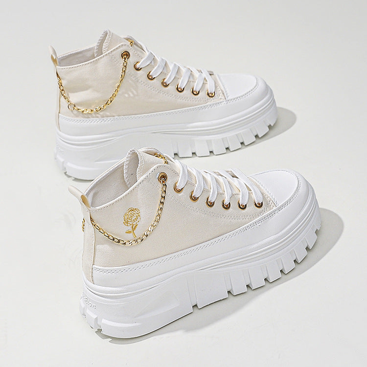 Damesko med tyk sål, forhøjede sneakers