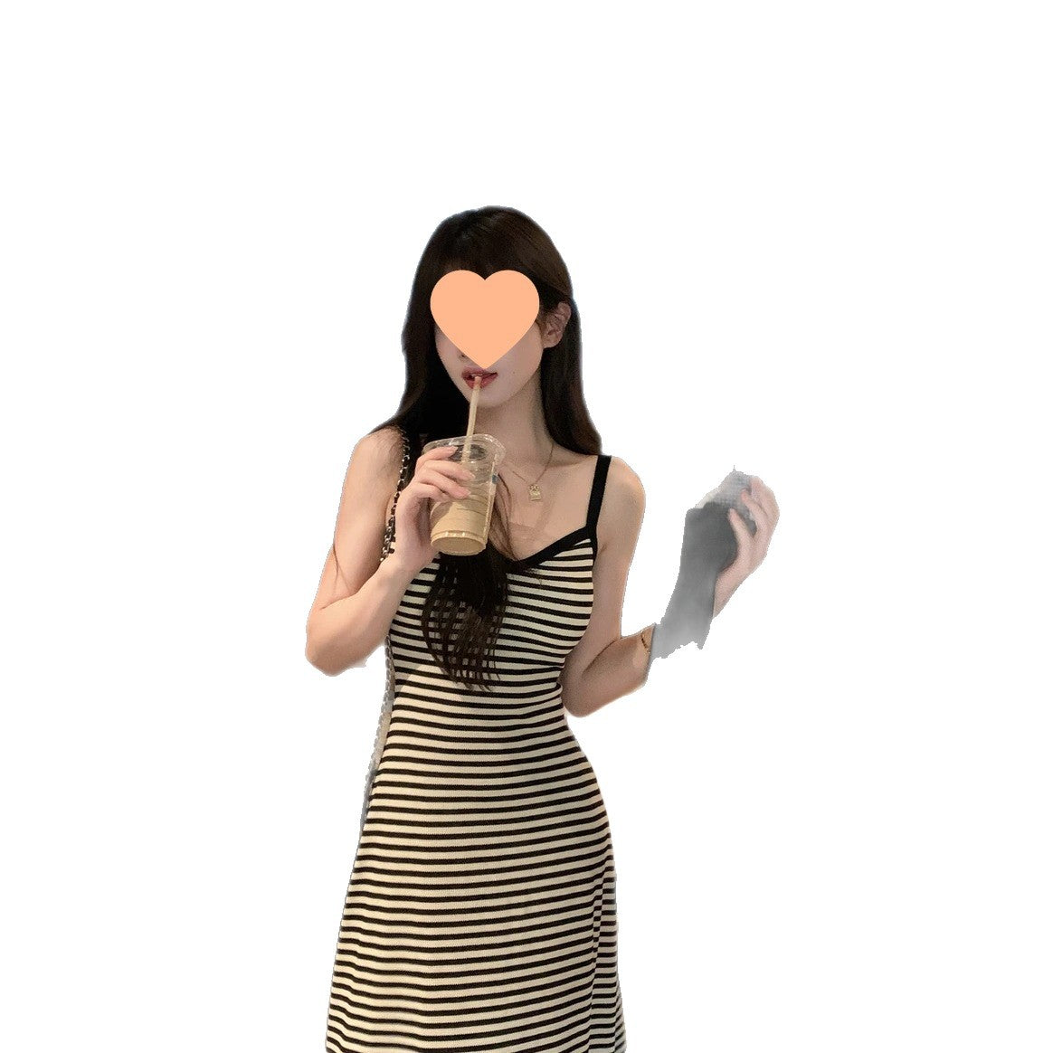 Fashionable Casual Striped Sheath Maxi Skirt Figure-flattering And Slimming