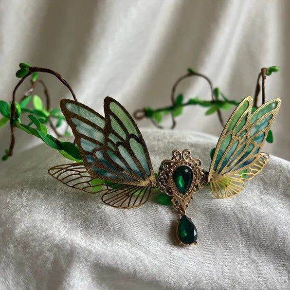 Mori Fairy Style Green Butterfly Wings Headband Elf Headband