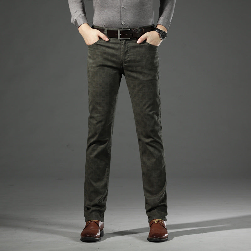 Slim Fit Cotton British Plaid Trousers