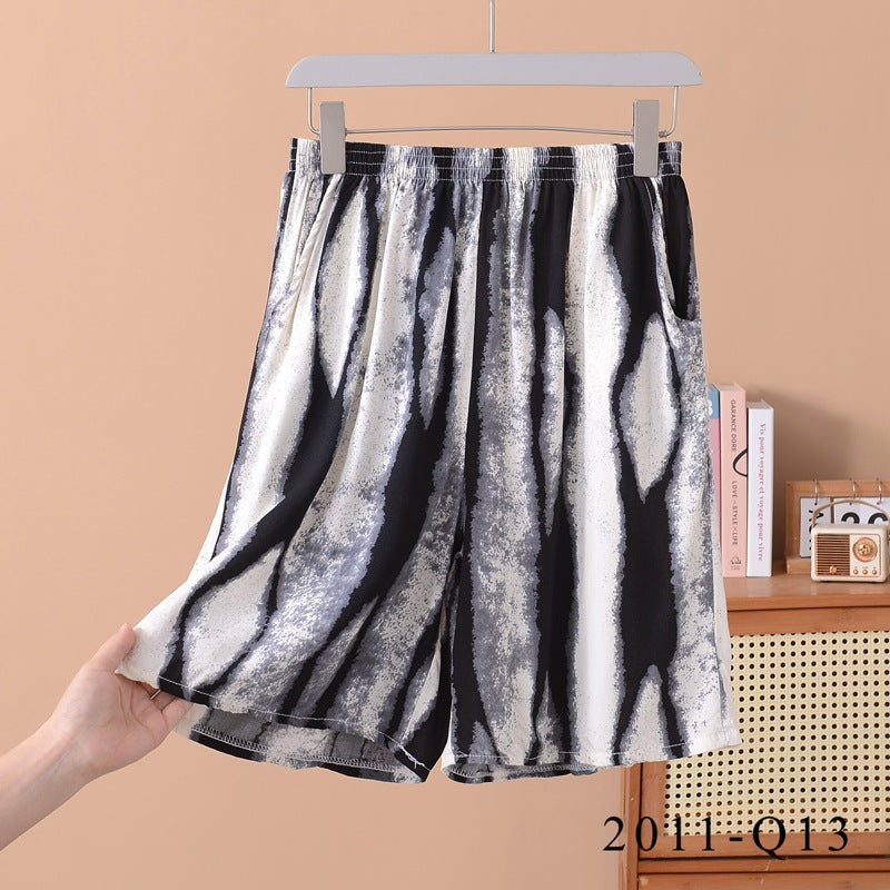 Women's Loose-fit Cotton-silk Floral-print Shorts