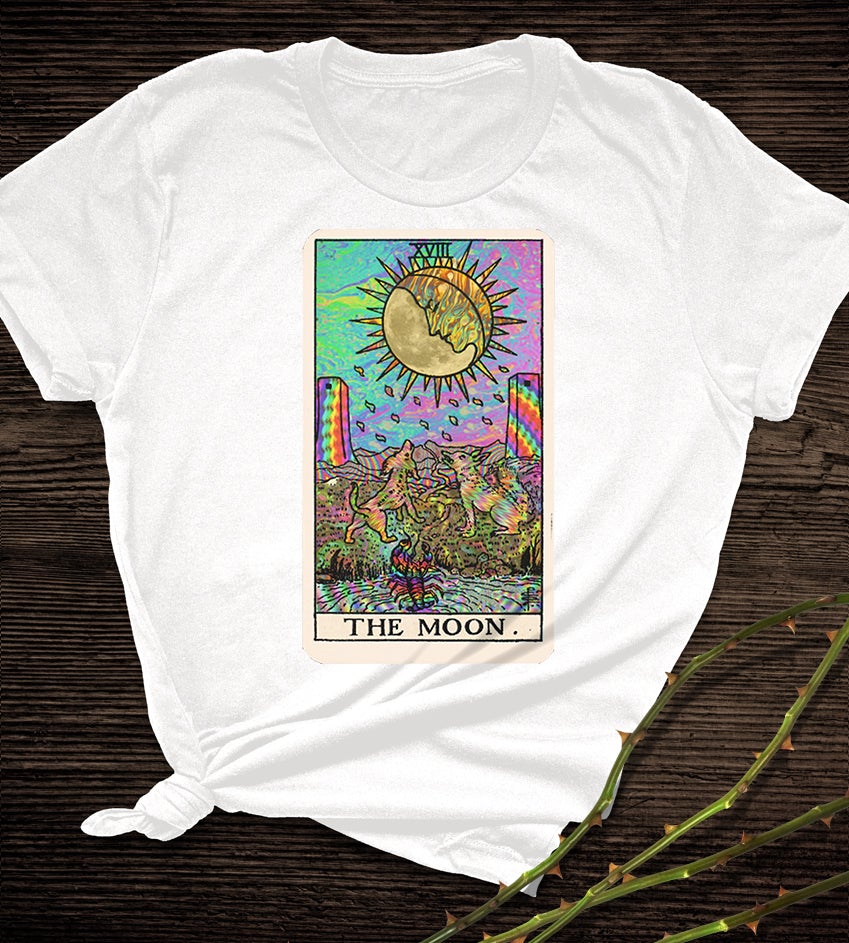 Psychedelic Tarot Card Print Short Shirt Fabrics
