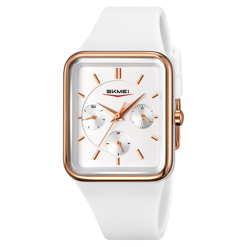 Multi Functional Square Silicone Waterproof Watch For Girls