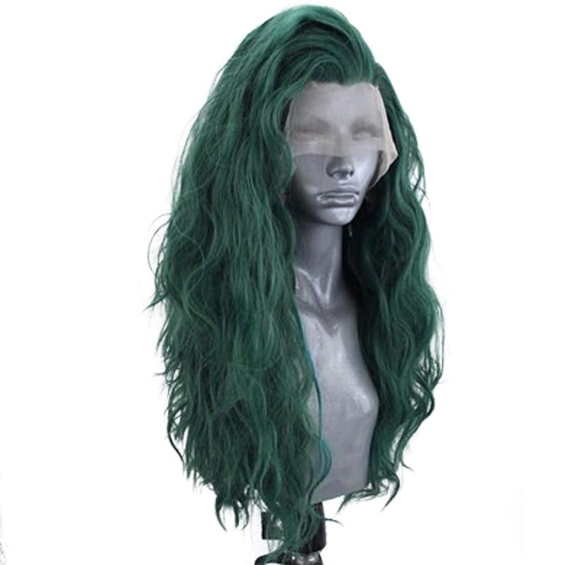 Håndhæklet Front Lace Mikrorumfang Store bølger Kemisk Fiber Højtemperatur Silke Fuld Blonde Paryk Kvinde