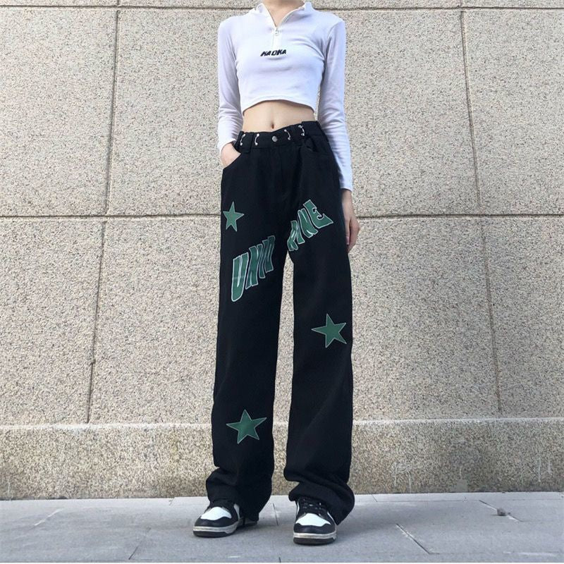 Women's Versatile High Waist Loose Casual Jeans