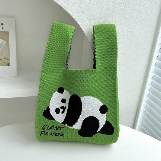 Vest Bag Knitted Cute Panda Shoulder Handbag