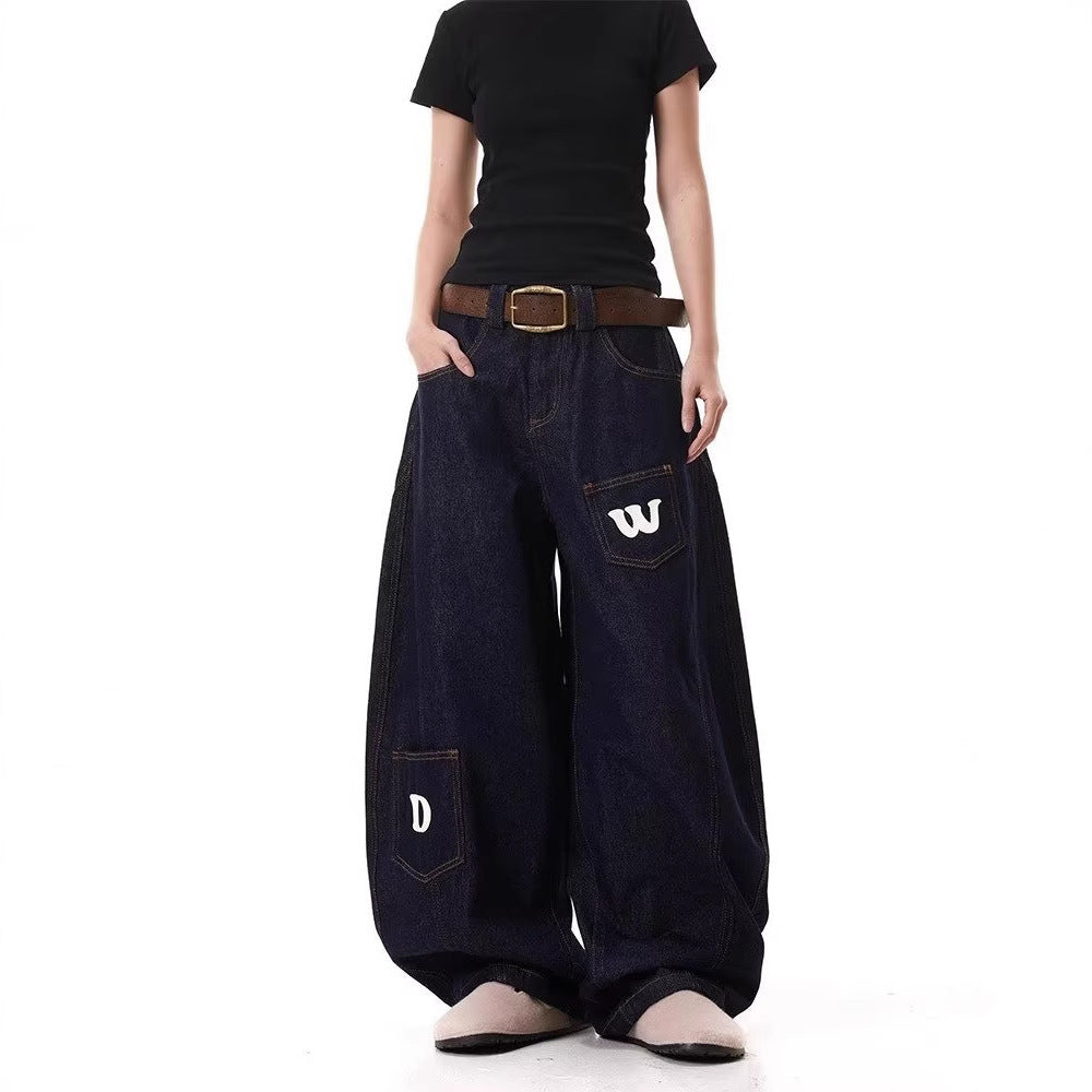 Letter Print Cropped Machete Jeans