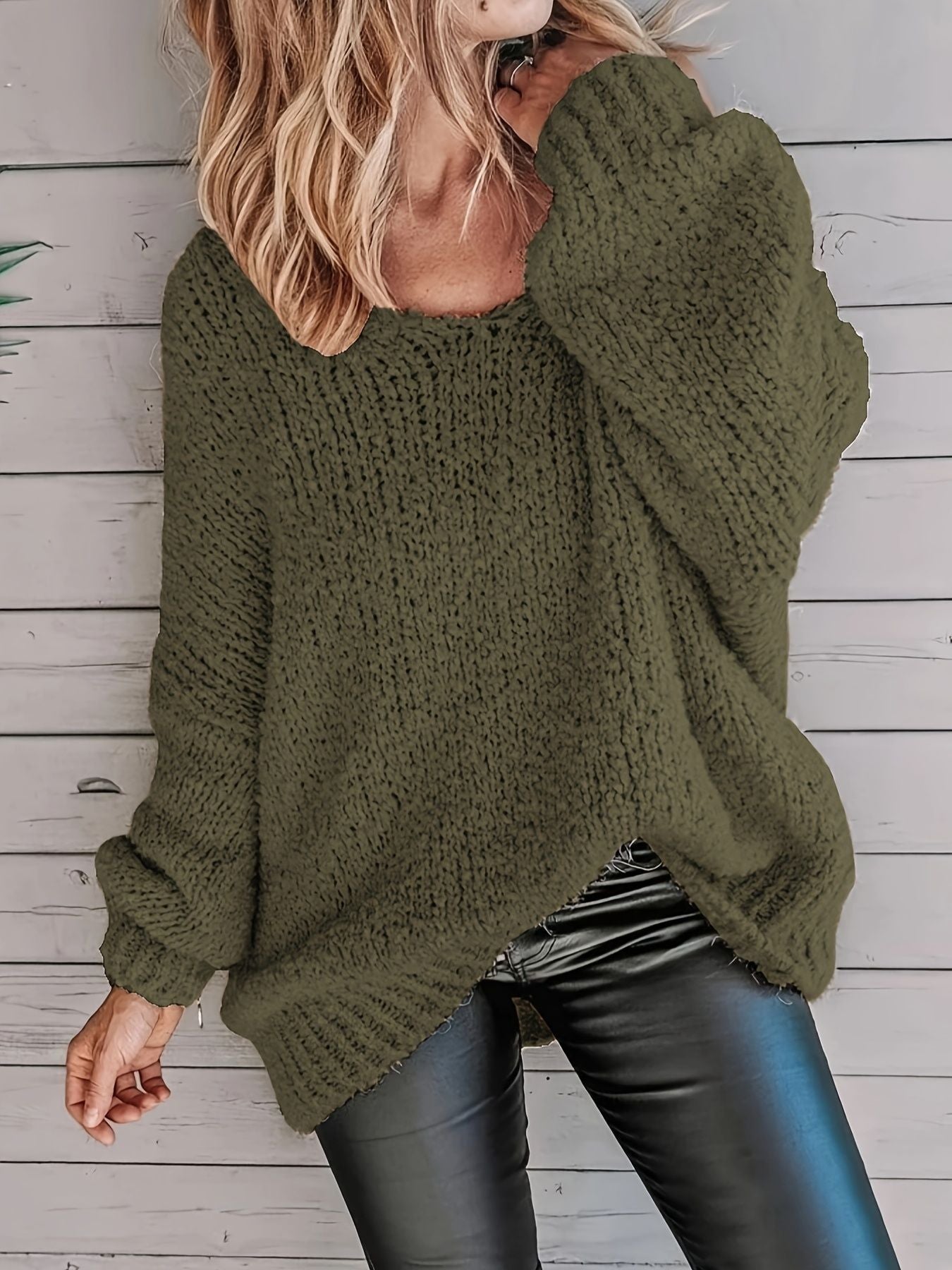 Loose Casual Plus Size Crew Neck Pullover Sweater