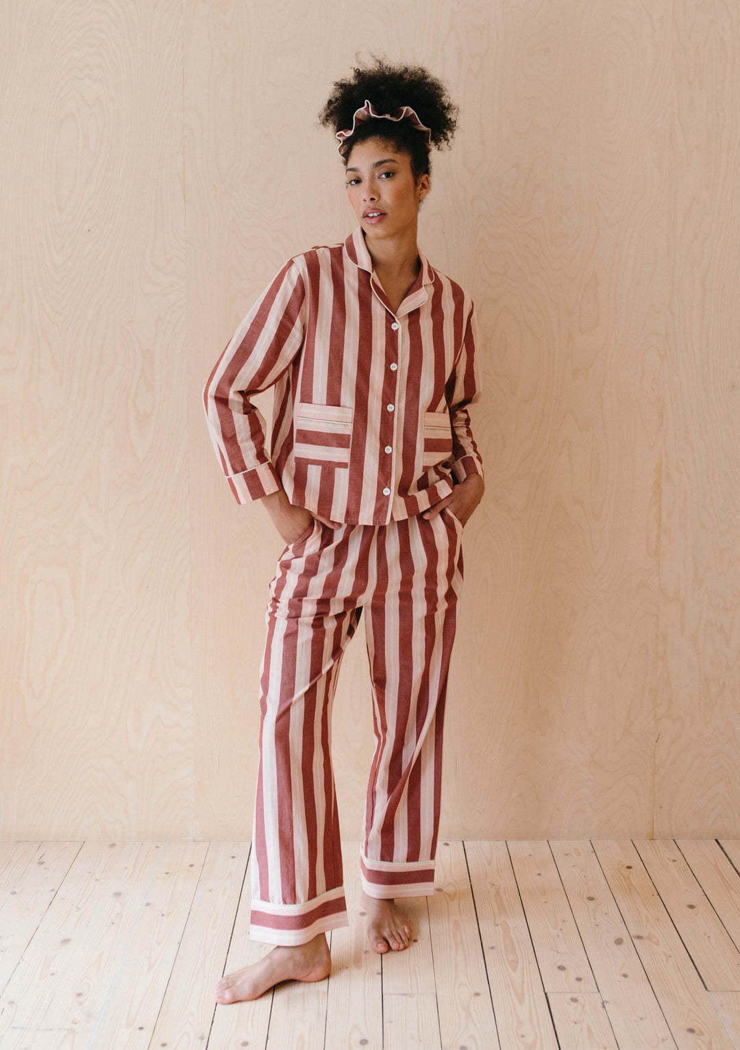 Women's Long-sleeved Trousers Wide Striped Printed Casual