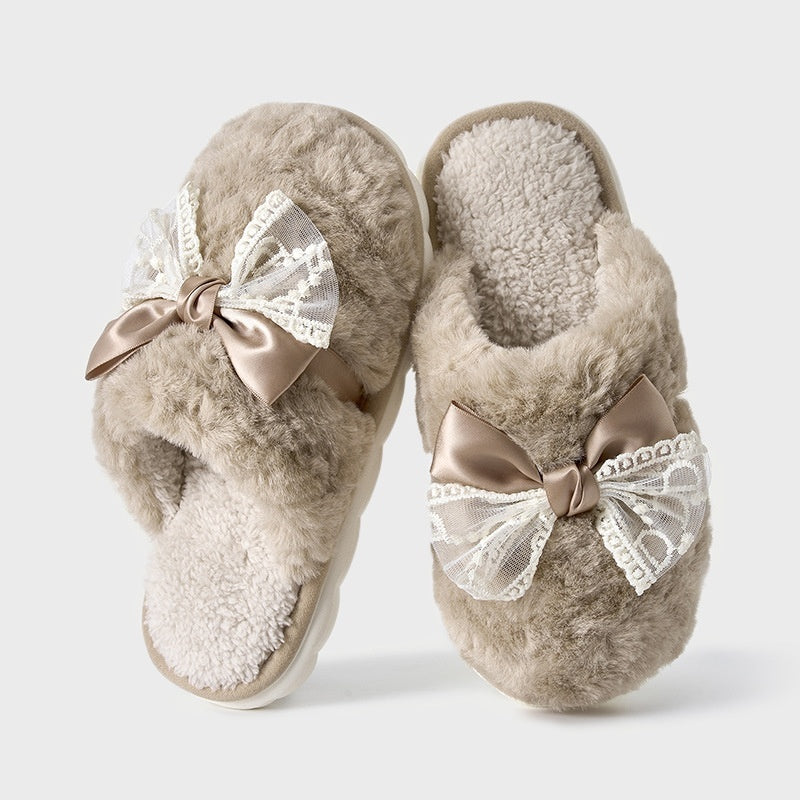 Simple Plush Cotton Slippers Indoor Home Warm Slugged Bottom Soft And Comfortable