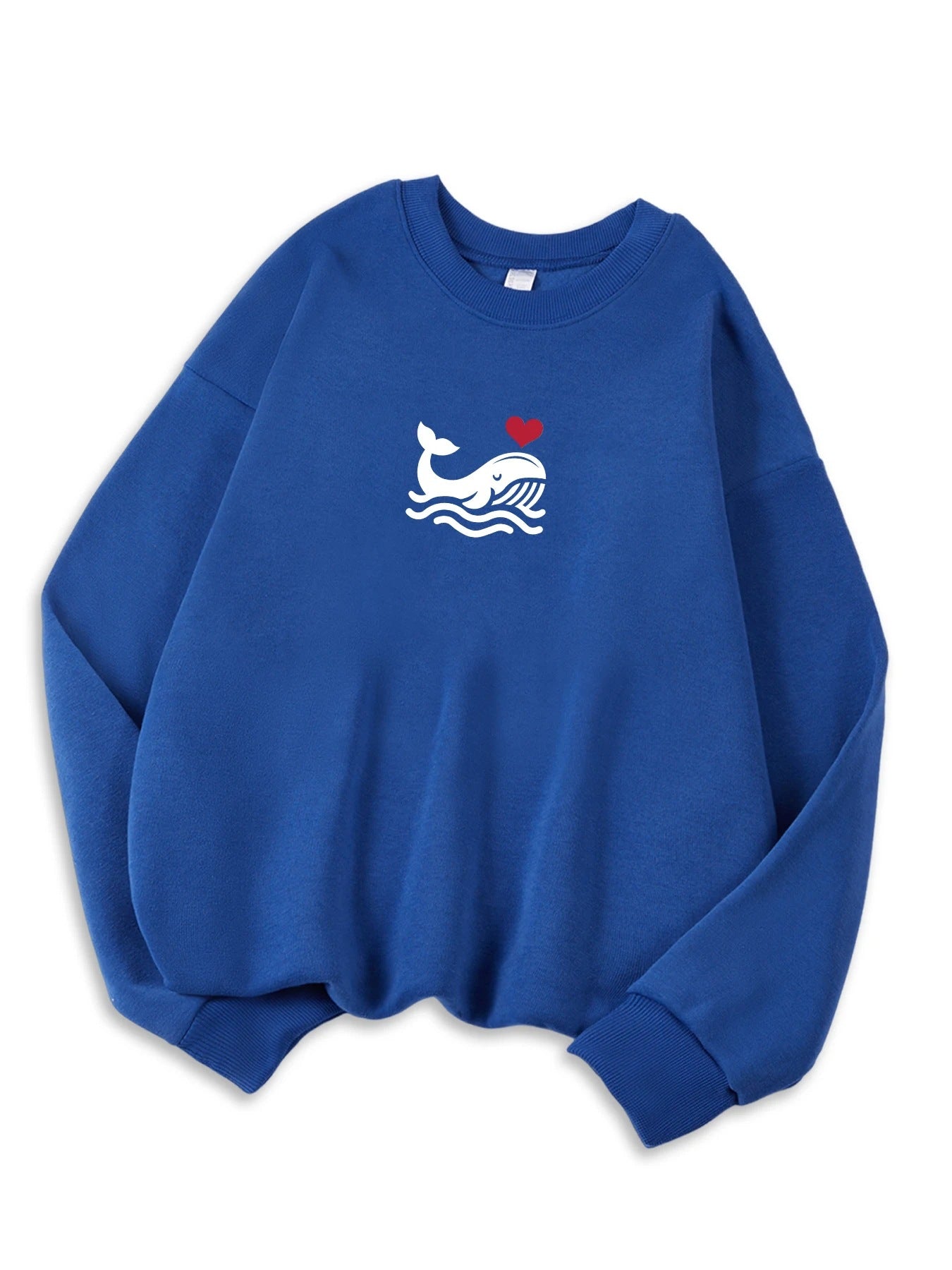 Afslappet sweatshirt til kvinder med print, hyggelig hættetrøje til efteråret, blød uldblanding