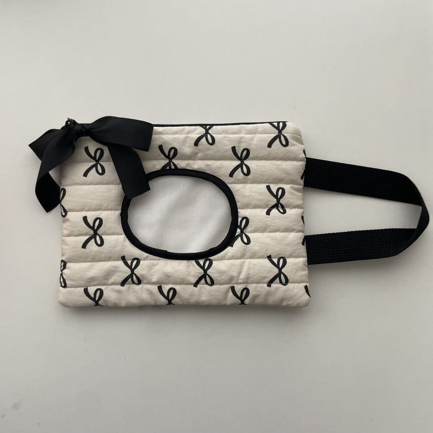 Ins Style Ribbon Bow Quilted Portable Storage Tissue Bag