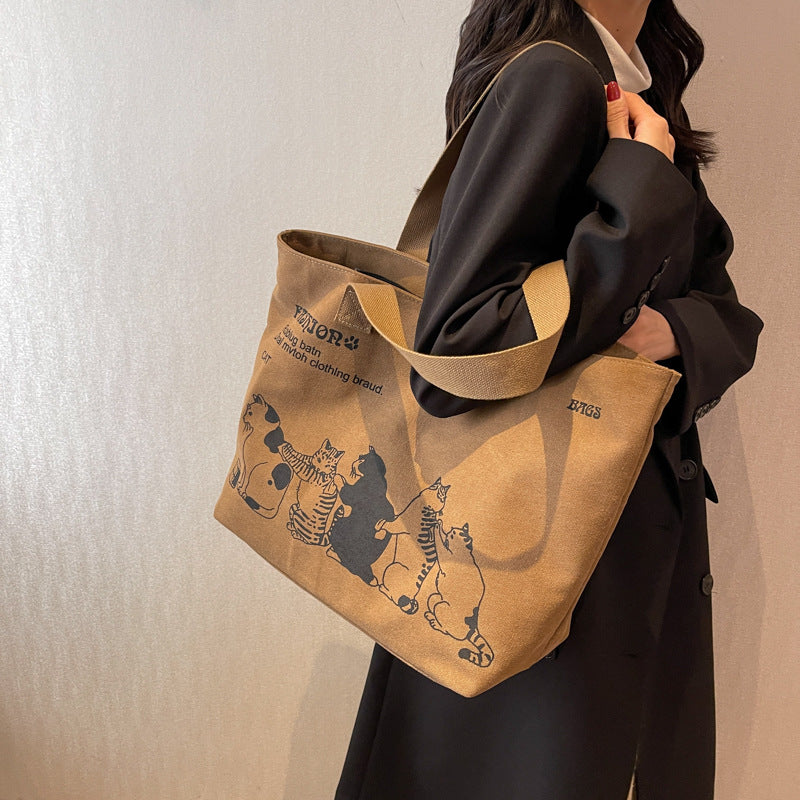 Leisure Commute Large Capacity Women's Canvas Shoulder Bag