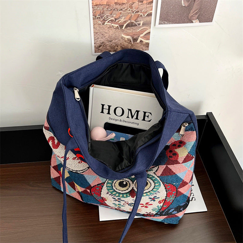 Embroidered Twine Belt Large Capacity Shoulder Bag