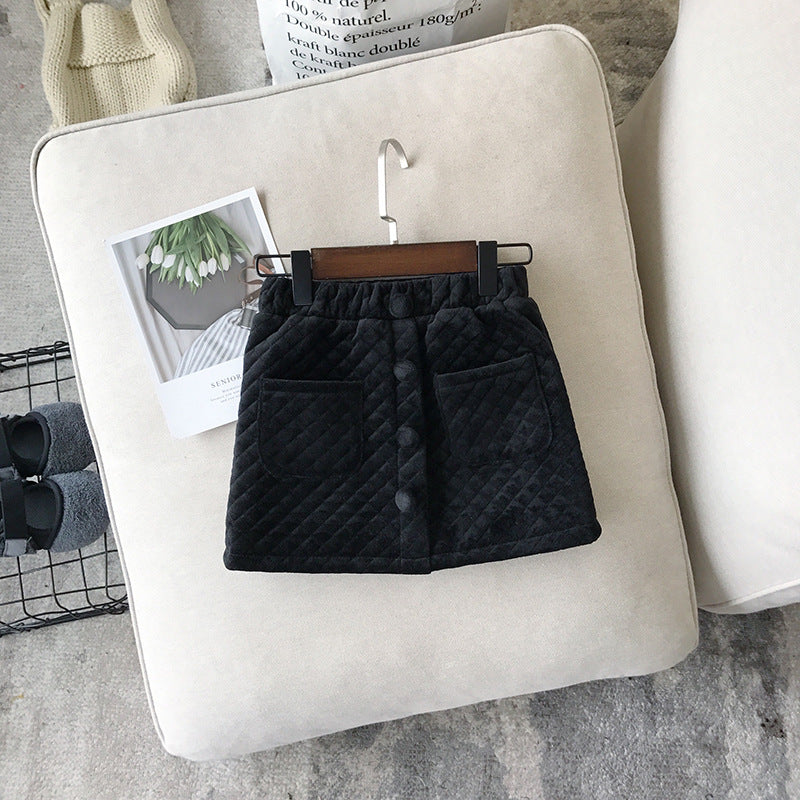 Girls Fashion All-match Plus Velvet Padded Skirt