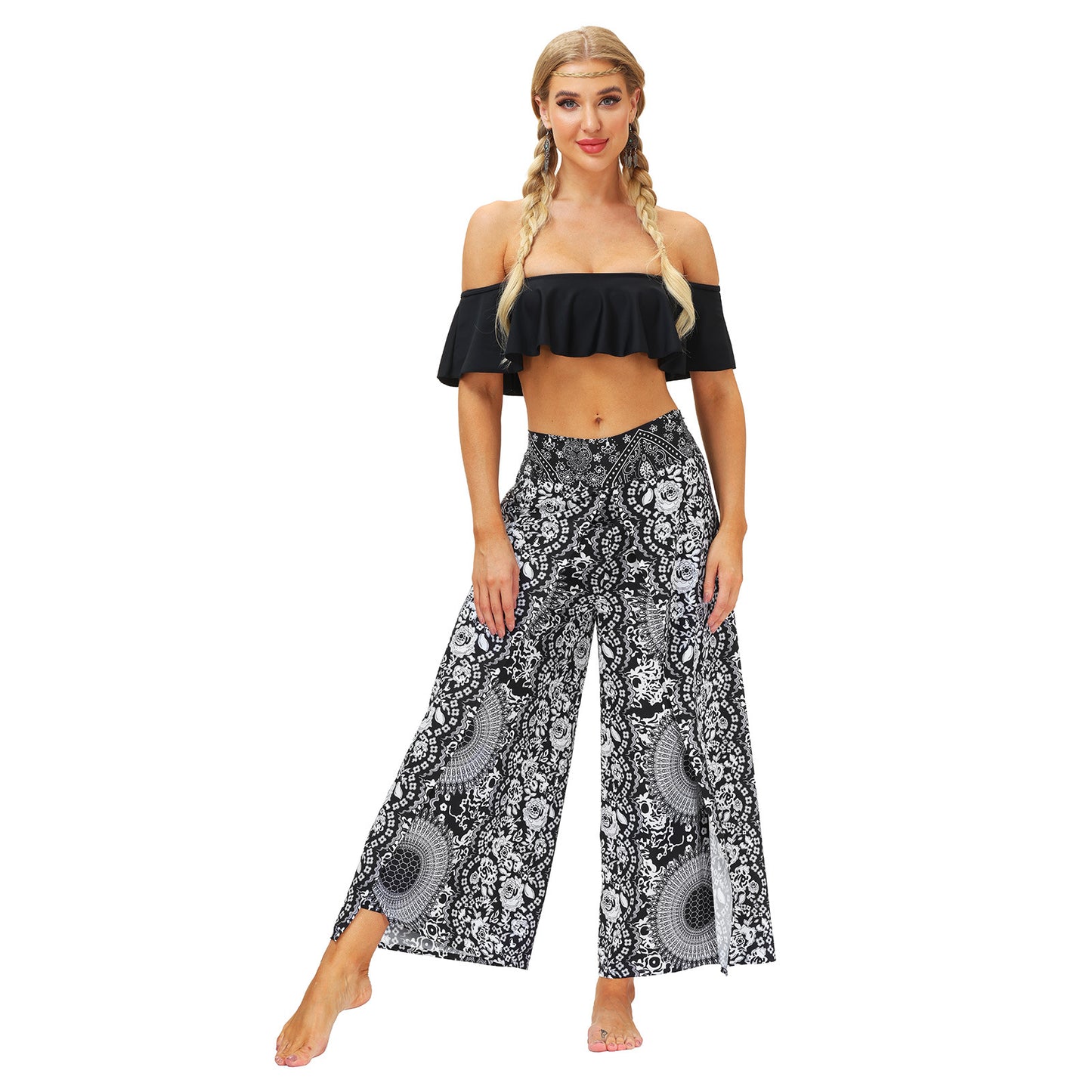 Digital Printing Women's Breathable And Comfortable Straight-leg Pants