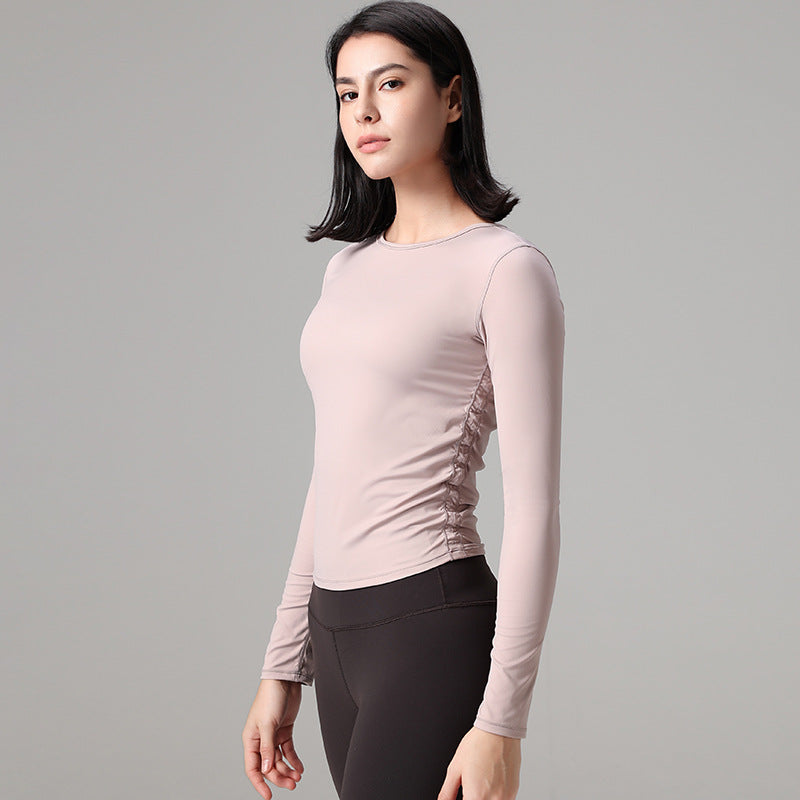Tight Pullover Elastic Fold Movement Long Sleeve