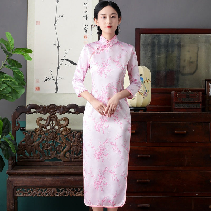 Retro Long Cap Sleeve Performance Dress For Summer