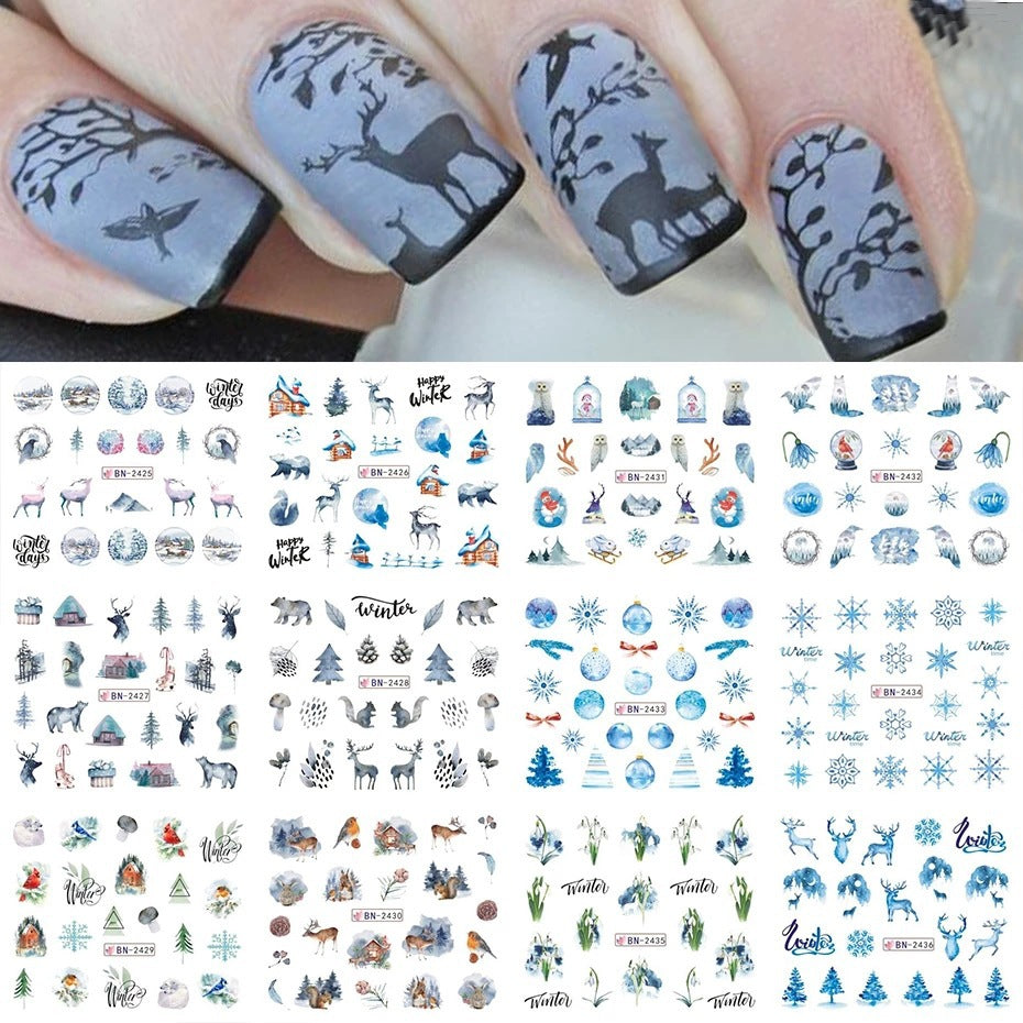 Cartoon Animal Nail Beauty Water Printing Stickers