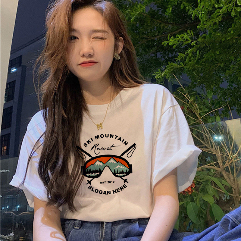 Short-sleeved Women's Clothing Ins Fashion Printing Fashion All-matching