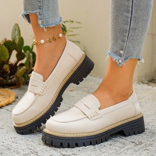 British-style Loafers Chunky-heel Women's Shoes