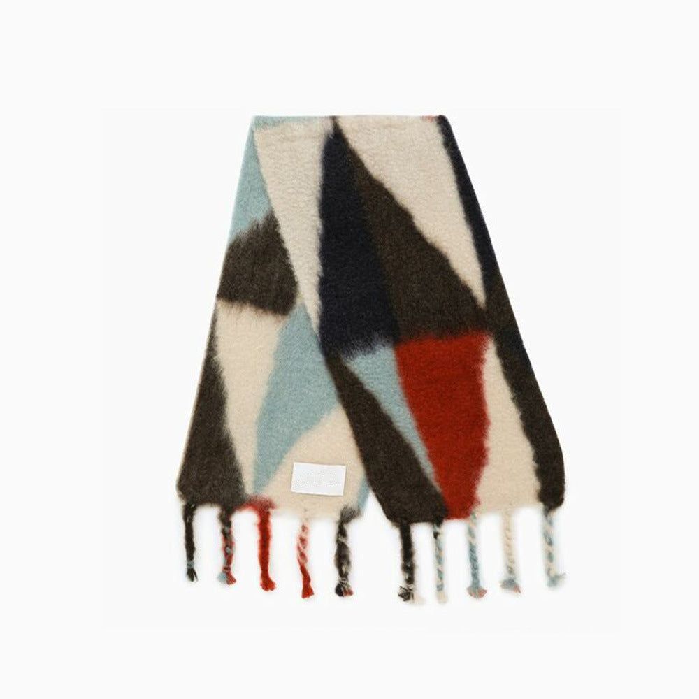 Women's New Geometric Triangle Stitching Plaid Scarf