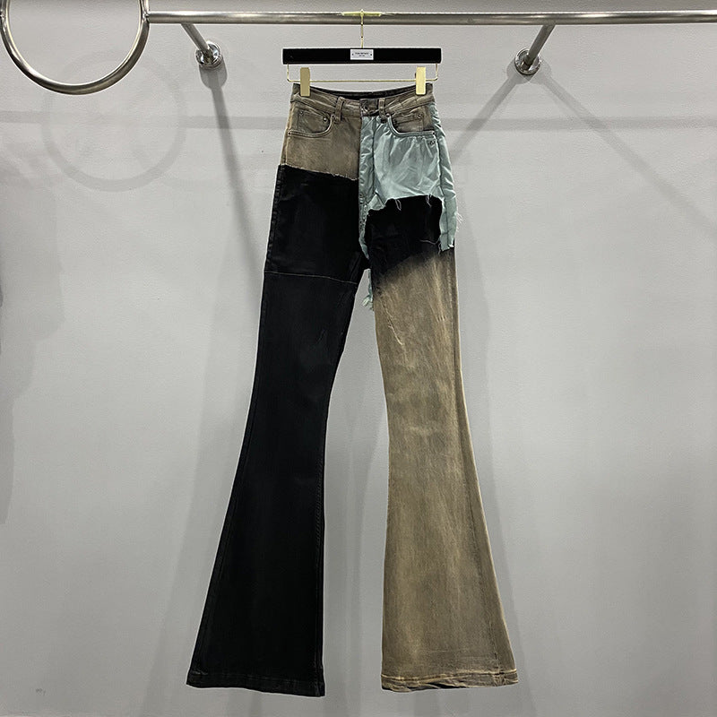 Men's And Women's Patchwork Coated Personalized Jeans