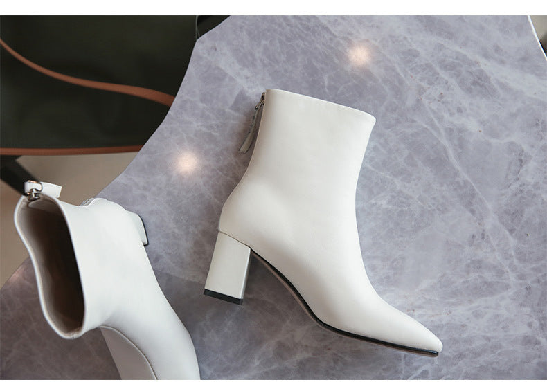 Elegant Intellectual And Simple Basic Cowhide Boots