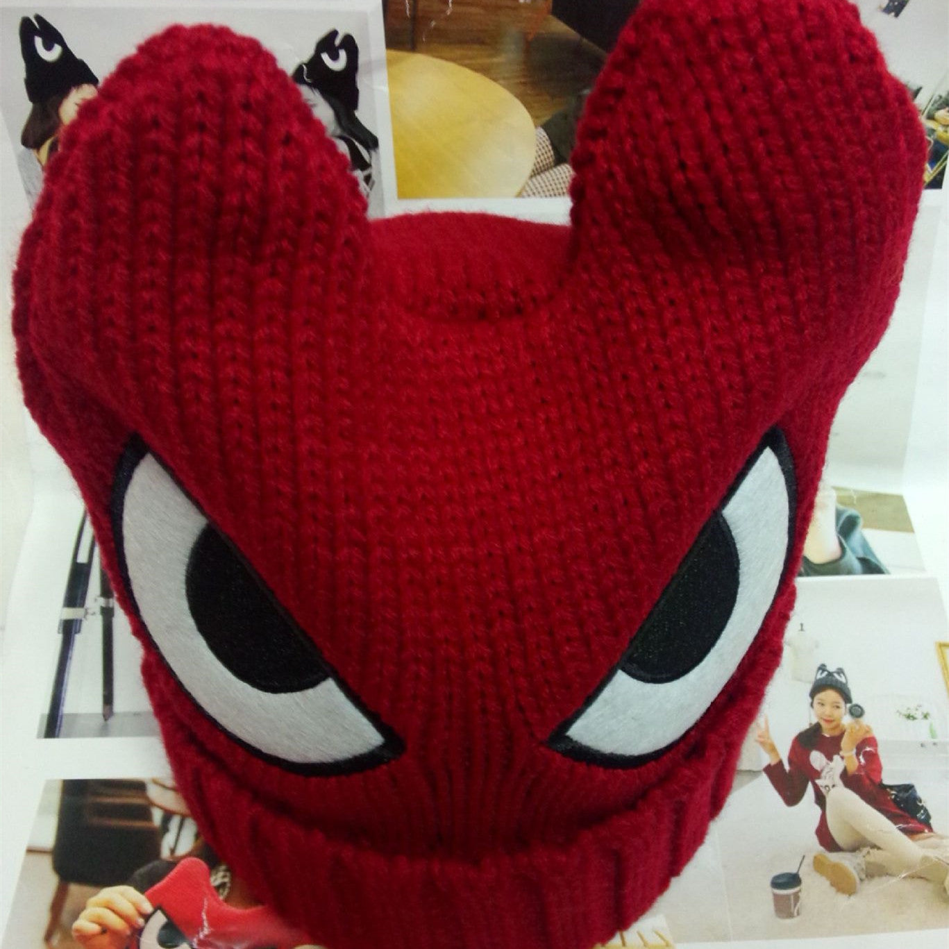Women's Fashion Cute Devil Cow Horn Ears Knitted Wool Hat