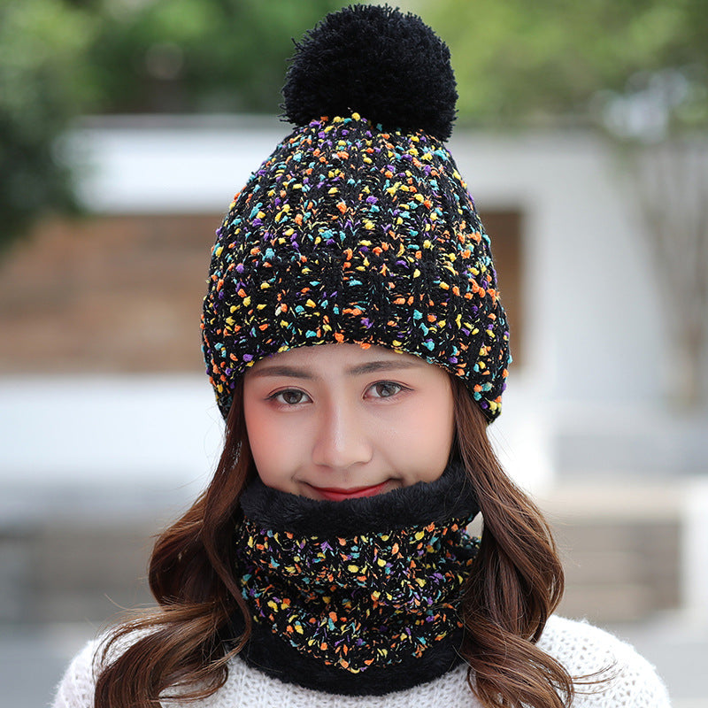 Ladies Winter Sweet And Cute Scarf Suit Knitted Hat