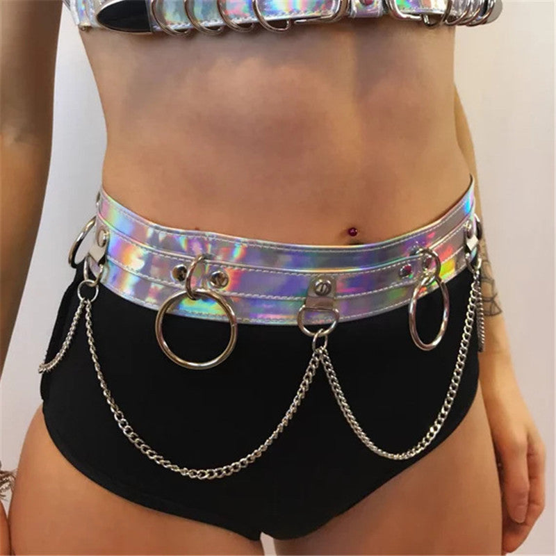 Laser Belt Leather Chain Waist Female