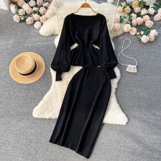 Women's Top And Sheath Skirt Two-piece Set