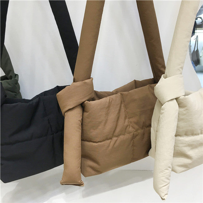 Down Cotton Small Square Soft Texture One Shoulder Crossbody Messenger Bag
