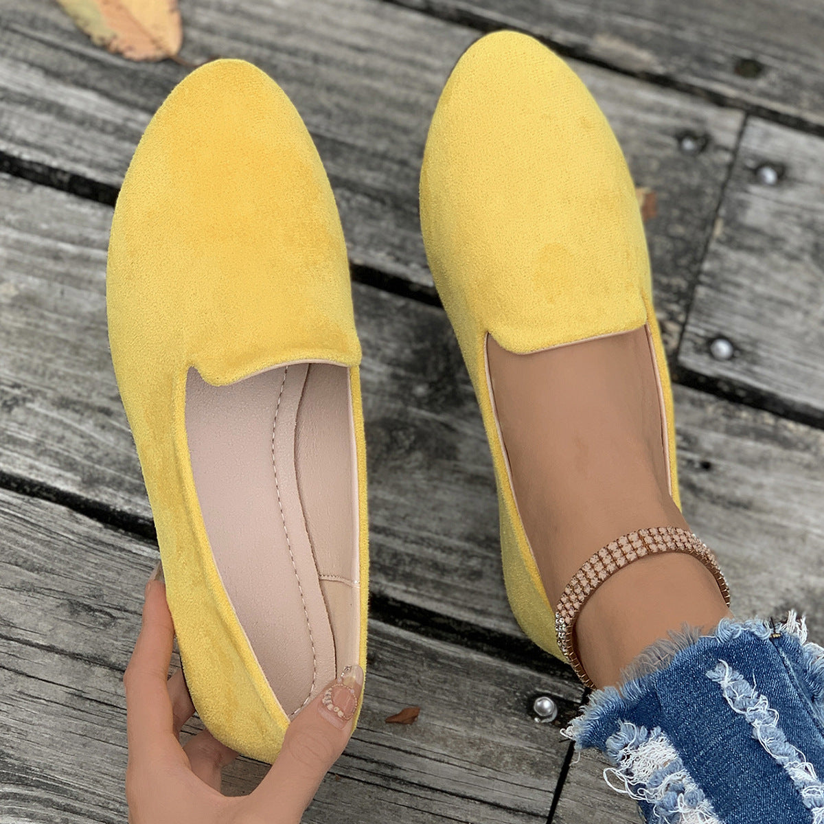 Women's Leisure Thin Shoes Low-cut Flat Round Head