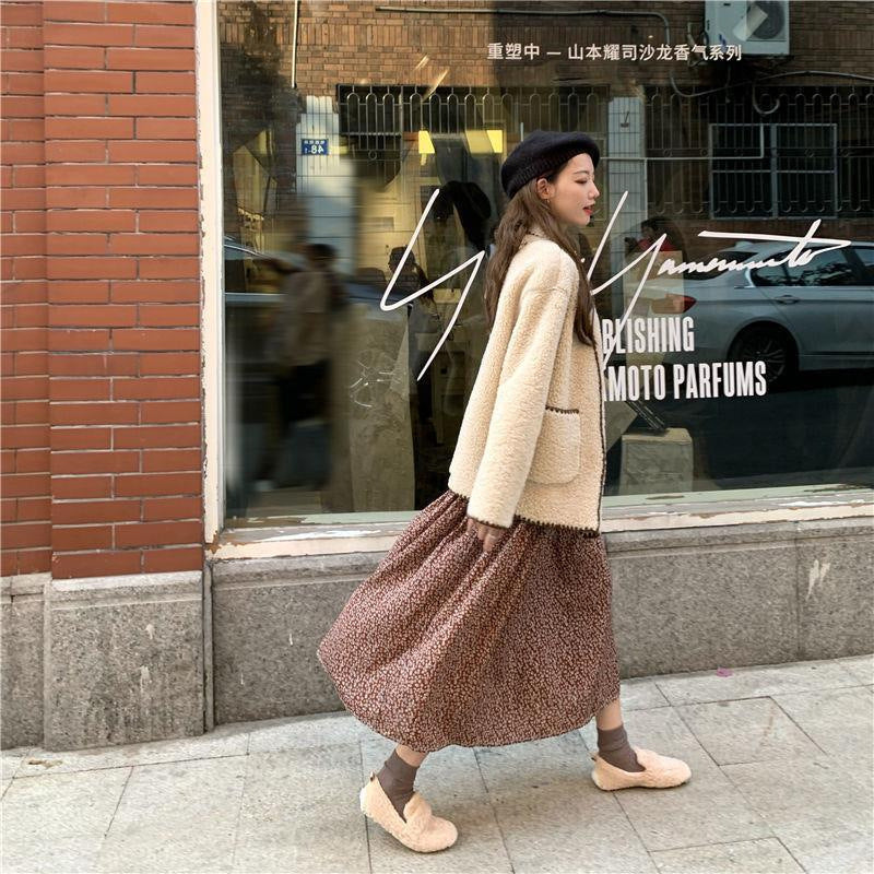 Fragmented Flower Dress Long Sleeve Spring Autumn Winter