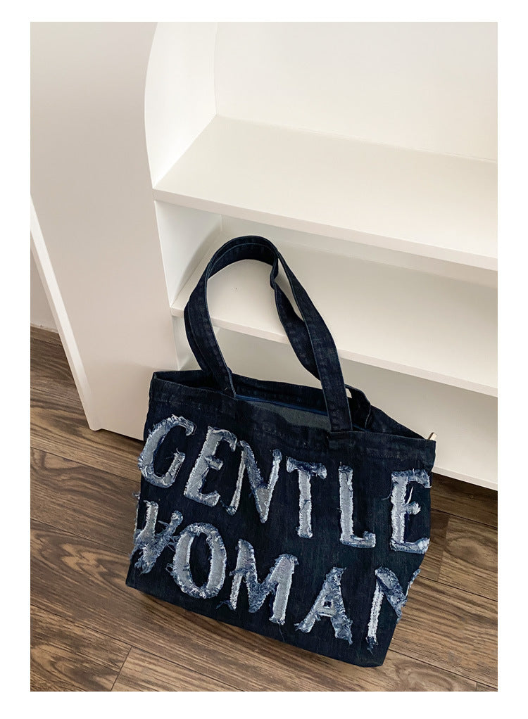 Large Capacity Art Leisure Tide Cool Everything One Shoulder Canvas Bag Female