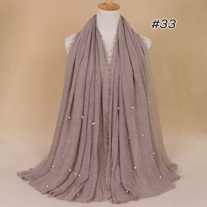 Women's Cotton And Linen Crumpled Monochrome Scarf