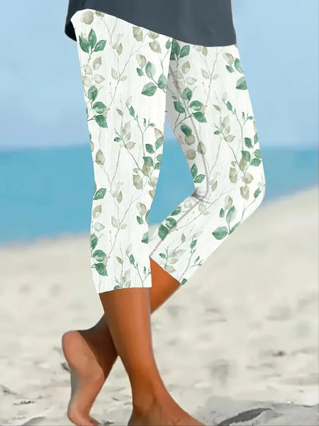 Printed Seaside Series Cropped Leggings  3d