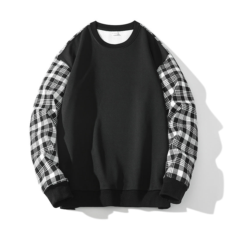 Plaid Sweater Round Neck Loose Long Sleeve Street