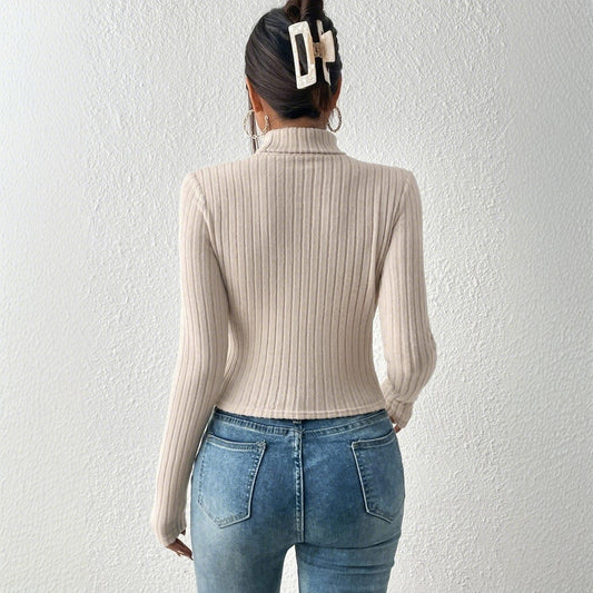 European And American Women's Clothing Light Mature Style T-shirt, Autumn And Winter New Elegant Slim Short Top
