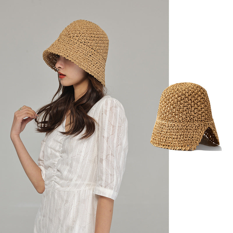Japanese Niche Women's Hollow Knitted Bucket Hat