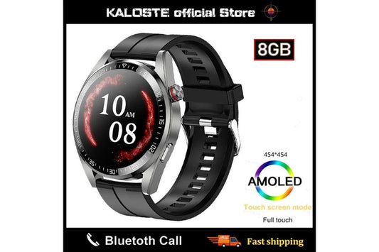 2024 New 454*454 Screen Smart Watch Men Always Display the Time Bluetooth Call 8G Local Music Link TWS Smartwatch for Huawei IOS - Silicagel Dark Grey