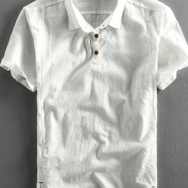 Summer Men's Casual Linen Short-sleeved Shirt