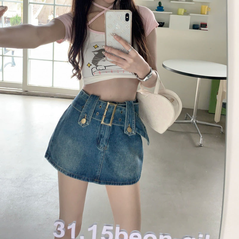 Womens SpringSummer High-Waisted Slimming A-Line Bodycon Skirt