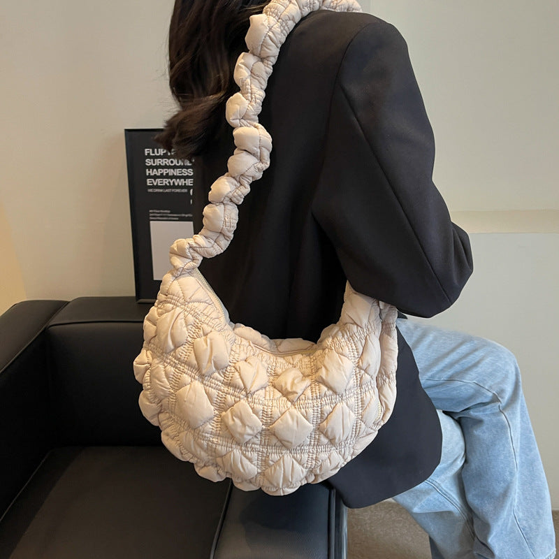 Niche Drawstring Shoulder Crossbody Pleated Cloud Bag