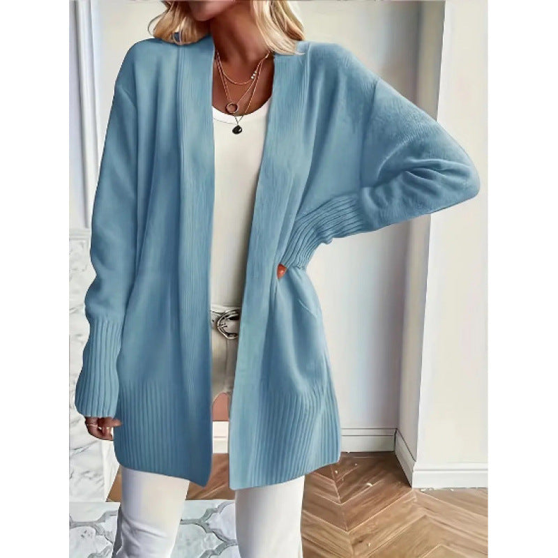 Casual Simple Elegant Shawl Sweater With Pockets